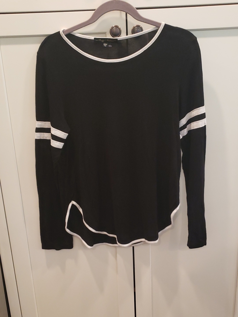 Rags to Riches Black Long-Sleeve Tee with White Trim